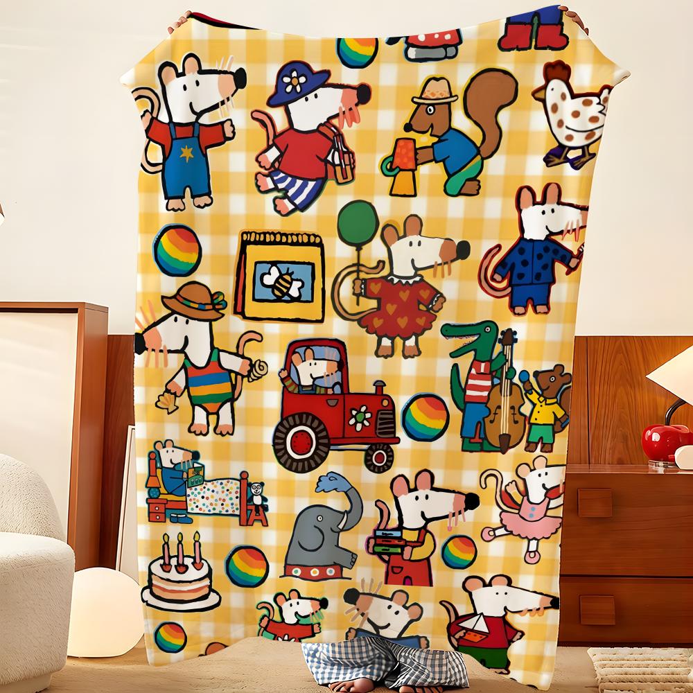 Cartoon M-Maisy M-Mouse Throw Flannel Throw Blanket, Lightweight Cozy, Durable Washable Cute Cool