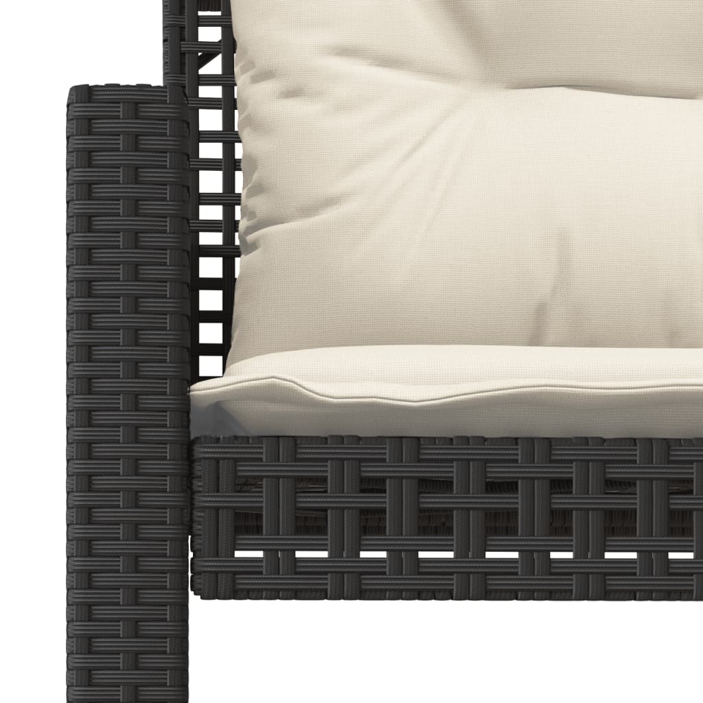 4 Piece Garden Sofa Set with Cushions Black Poly Rattan Glass Table