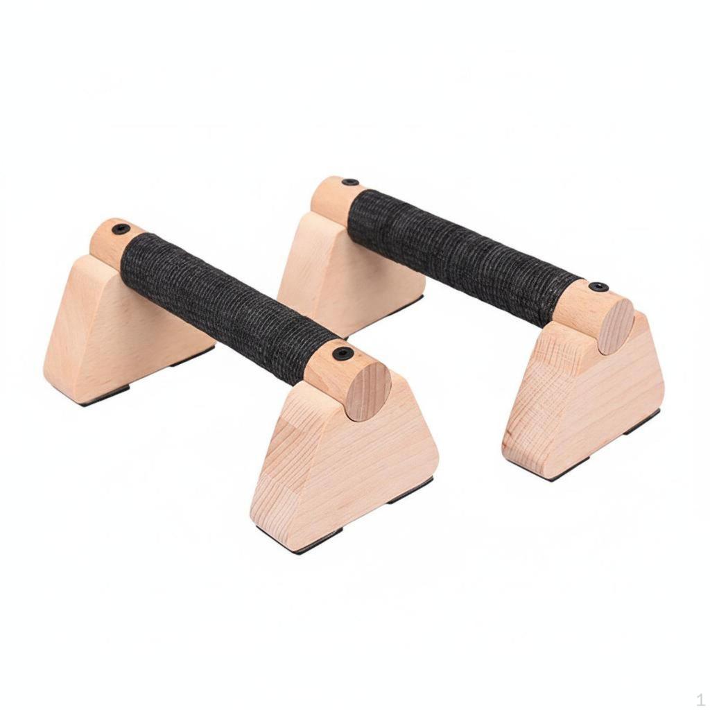 2 Pieces Wood Parallettes Stable Design Wooden Handles Ergonomic Grip Pressup