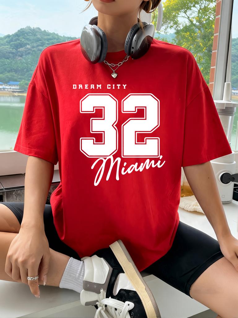 Dream City Number 32 Design Woman T-Shirts Polyester Multicolor T Shirt Hip Hop Summer Short Sleeve Y2K Breathable Clothing