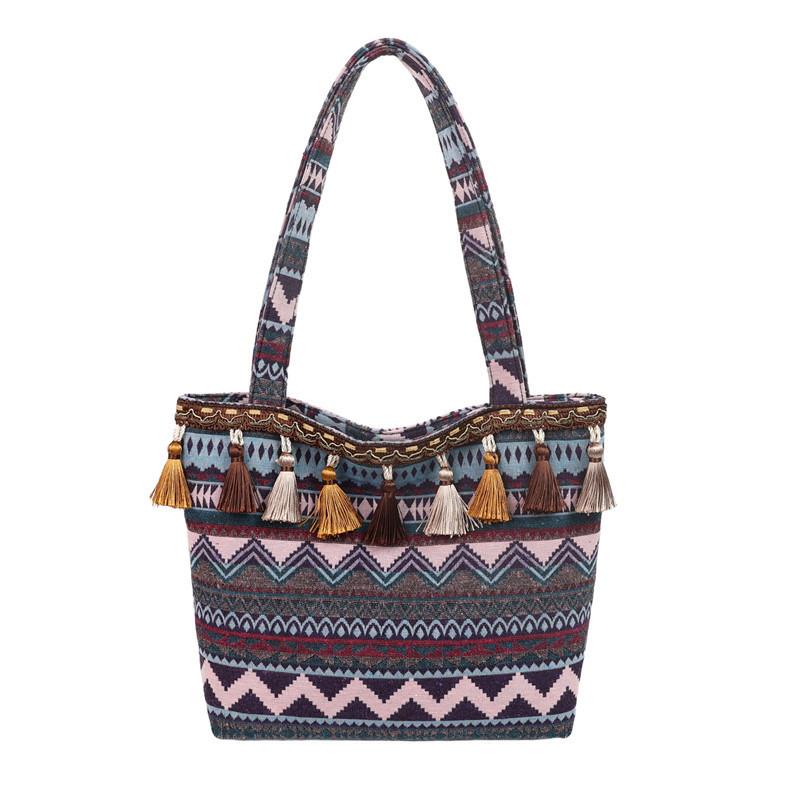 2025 Spring New Tassel Women's Bags Fashionable Ethnic Style Contrasting Colors Large-capacity Niche Women's Bags Shoulder Bags Tote Bags