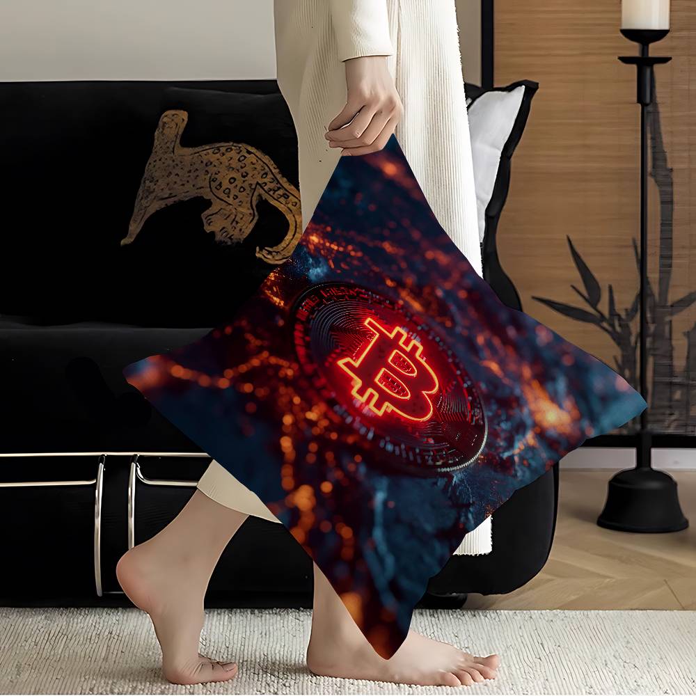 Luxury Bitcoins Pillow Cover for Bedroom Room and Living Room Sofa Decorative Cushion Cover