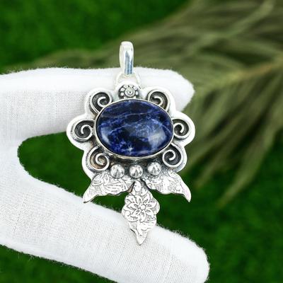Freundschaftstag Angebot 925 Silber Oval Sodalith Edelstein Hochzeitsanhänger Schmuck