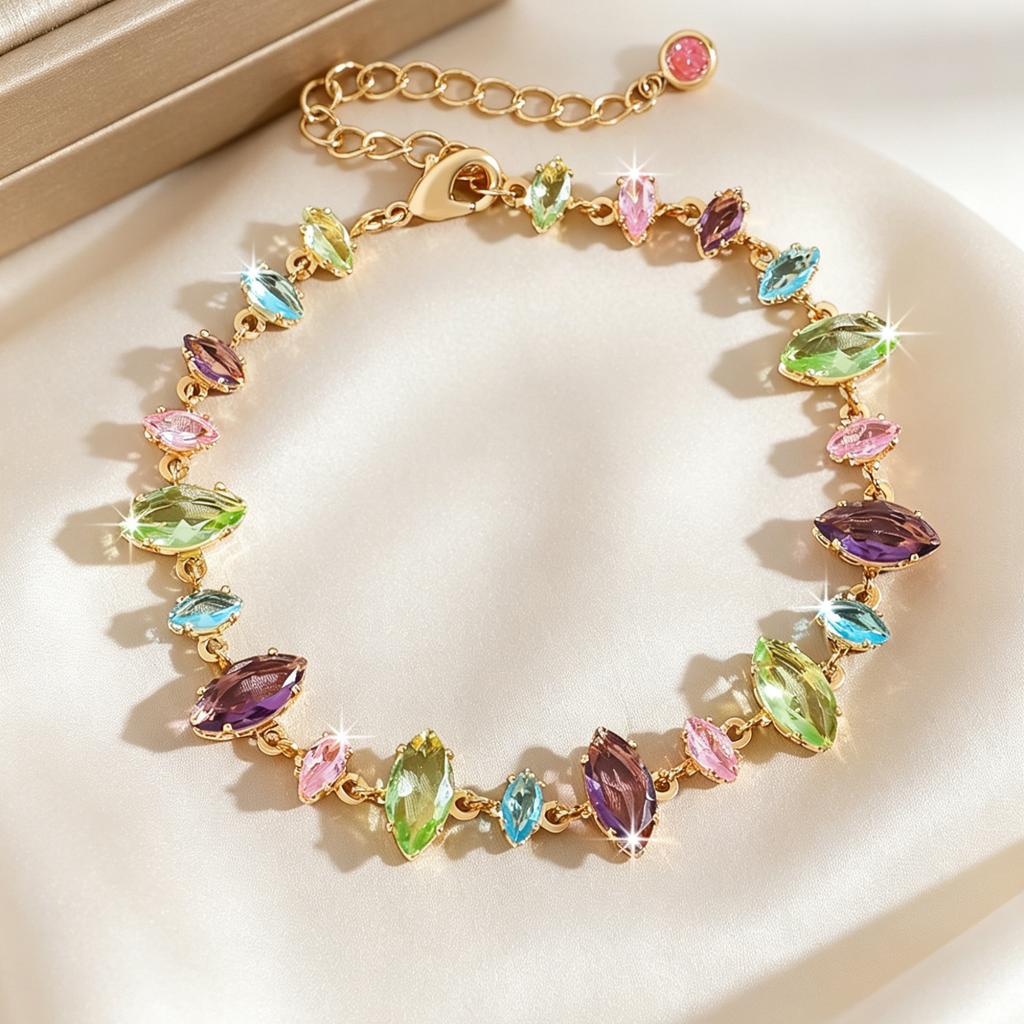 Colorful Zircon Double Hanging Open Mouth Bracelet Necklace DIY Handmade Assembly Earrings Bracelet Jewelry