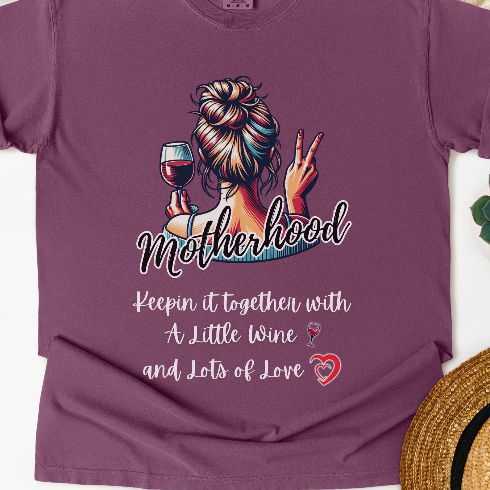 Motherhood & Wine T-Shirt: Unisex Garment-Dyed Cotton Tee M