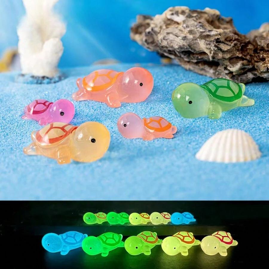 50Pcs Luminous Mini Turtles Moss Microlandscape Miniature Turtles Figurines Fairy Garden Accessorie Home Decor Glows In The Dark