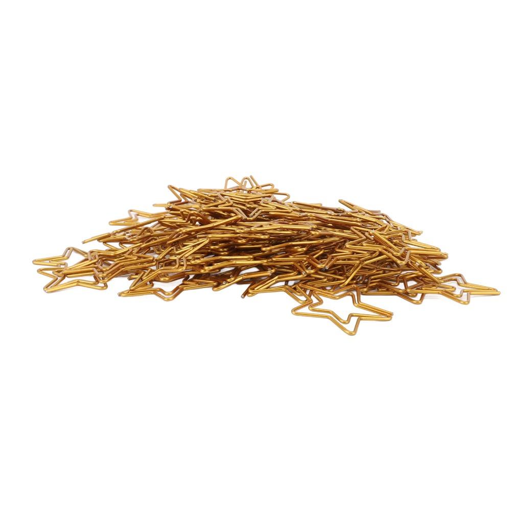 100PCS Gold Color Cute Paper Clips Star Shaped Metal Paper Clips Decorative Paper Clips Home