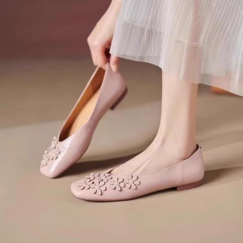 Blumen flacher Mund einzelne Schuhe Damen Herbst neue flachbodige bequeme einpedalige weichsohlige Doudou-Schuhe