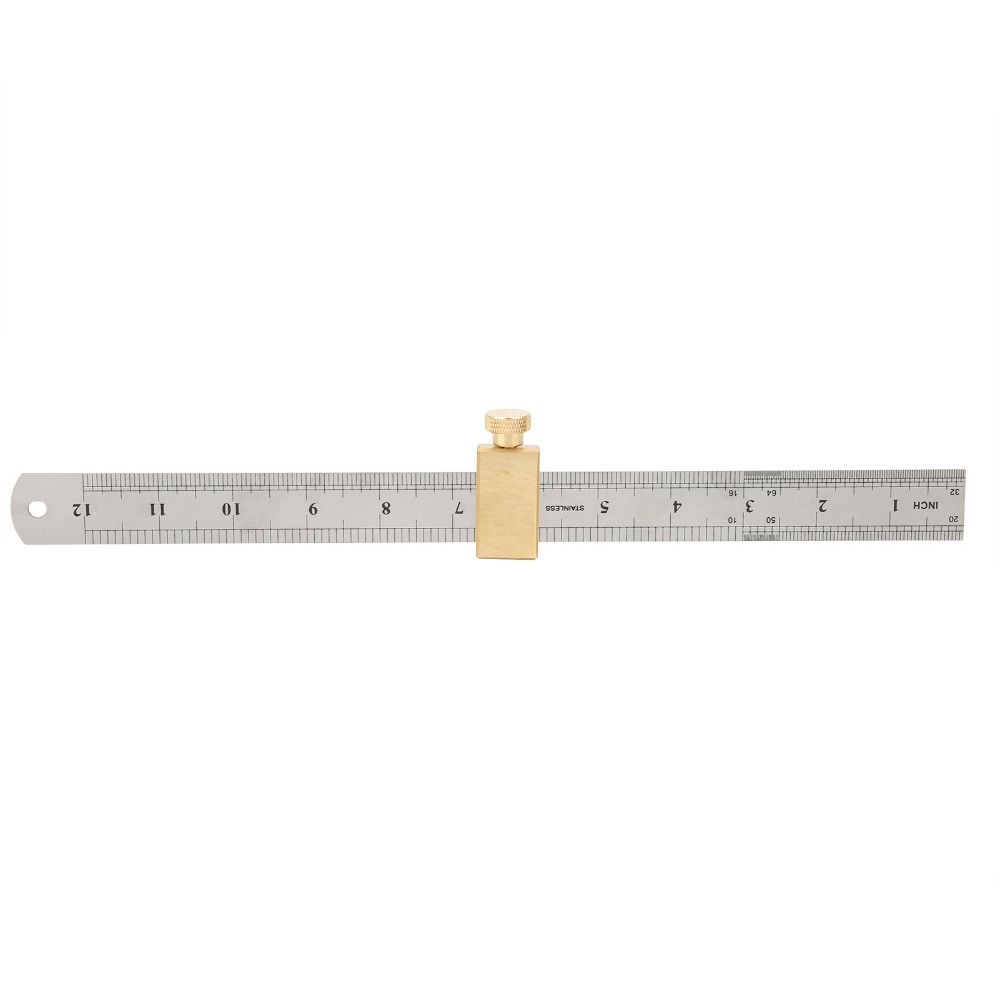 Solid Brass Steel Ruler Positioning Tool Fixed Block Angle Woodworking Line Locator Steel Ruler Stop Fence