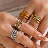 Stainless Steel Plain Band Rings Unisex 3 Layer Overlap Stackable Rings Hip Hop Trendy No Fade Party Banquet Jewelry Accessories