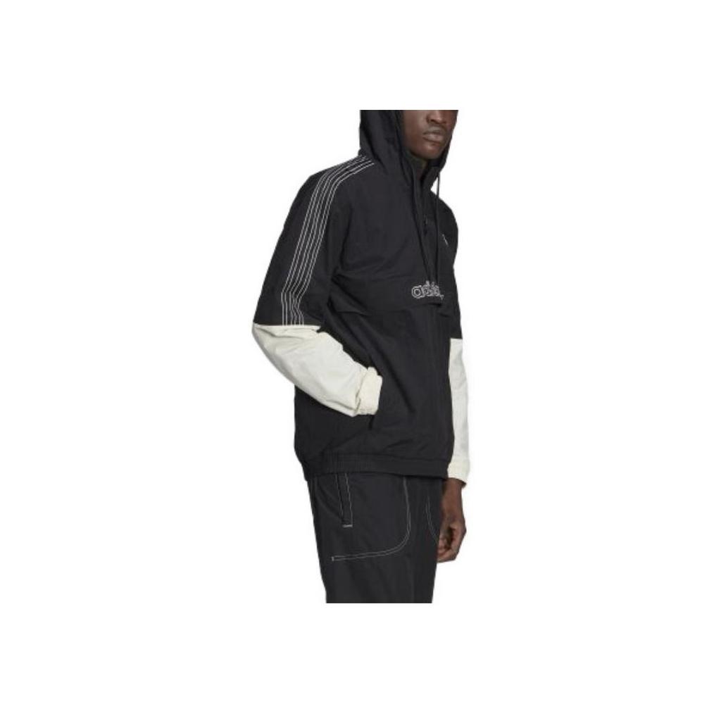 Adidas Originals Trefoil Logo Casual Sports Windbreaker Hooded Jacket Men Jackets Black GN2429