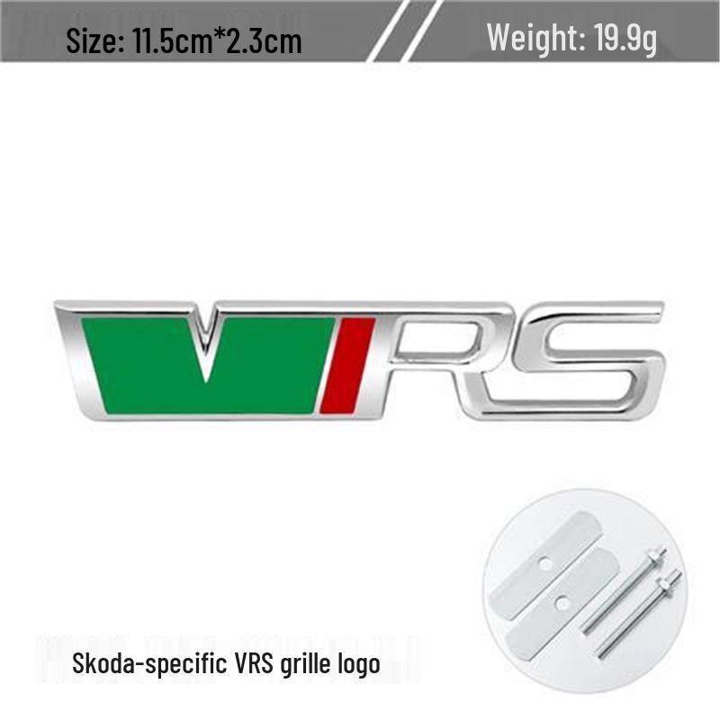 Volkswagen Skoda RS Emblem Set: Octavia Rapid Grille, VRS Fender, Metal Tail & Body Stickers