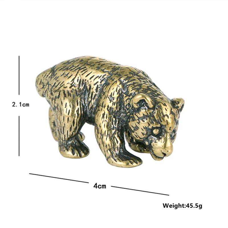 

Миниатюрные статуэтки медведя из чистой латуни, антикварные медные украшения для животных, офисные чайные украшения для животных, коллекция бронзовых изделий