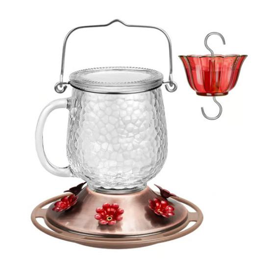 

Hummingbird Feeder 16 Oz Hanging Bird Feeder with Ant Moat 6 Bee-Proof Feeding Ports 360-Degree Perch Outdoor Hummingbird Feeder for Garden Backyard білий