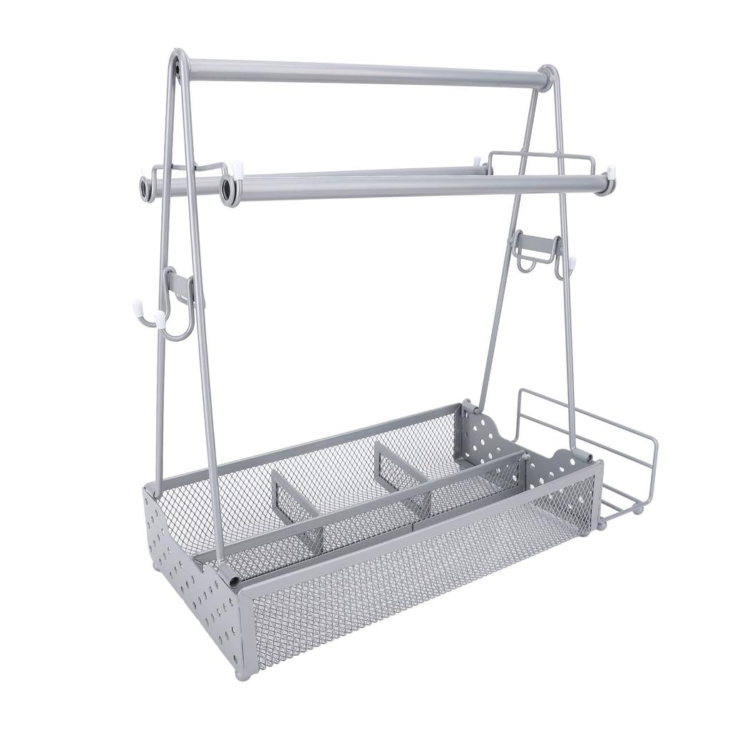 BBQ Condiment Holder Picnic Utensil Grill Caddy with Paper Towel Roll Holder for Outdoor Party