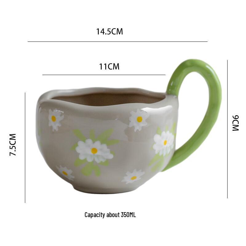 Hand-painted Floral Ceramic Coffee Mug