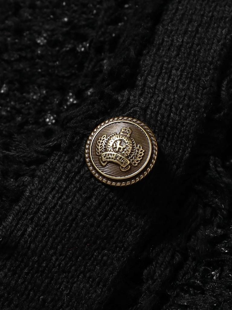 B:MING LIFE STORE by BEAMS Women's L/S Knit Tweed Knit Jacket (S-M) Black