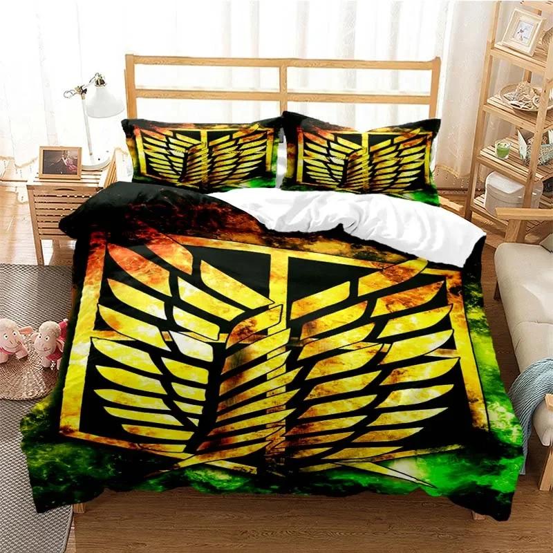 Attack On Titan Fashion Digital Comfortable Duvet Quilt Cover Pillowcase Bedding Set Children Bedroom Decoration Home Textile