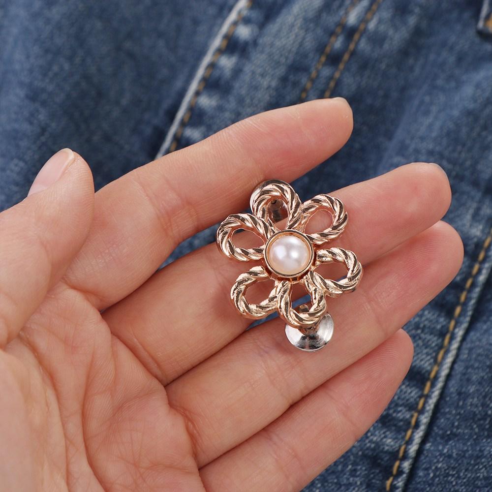 Button Clasps Flower Pants Button Tightener Waist Buckle Jean Buttons for Loose Jeans Skirts