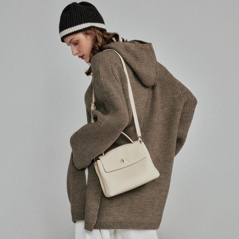 Leather Women's Bag, Fashionable Small Square Bag, Women's Top Leather Handbag, Single-shoulder Leather Crossbody Bag