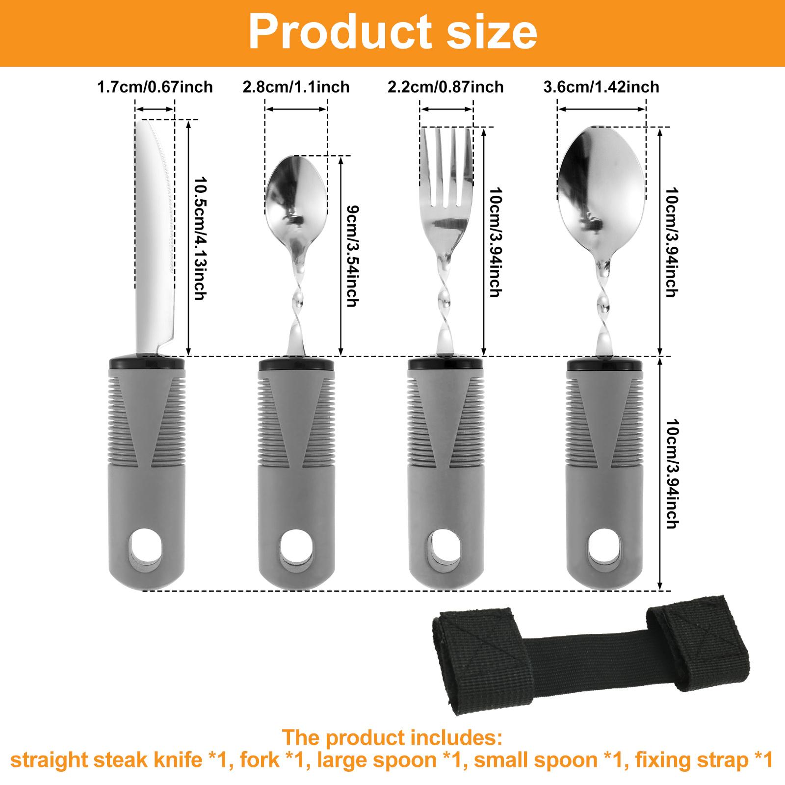 

Адаптивный набор посуды из нержавеющей стали, гнущийся набор столовых приборов для тремора рук, пожилых, артрита, болезни Паркинсона - посуда с утолщенными ручками