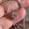 Princess Cut Solitaire Pendant Necklace with Four Prong Setting Elegant Minimalist Jewelry for Women