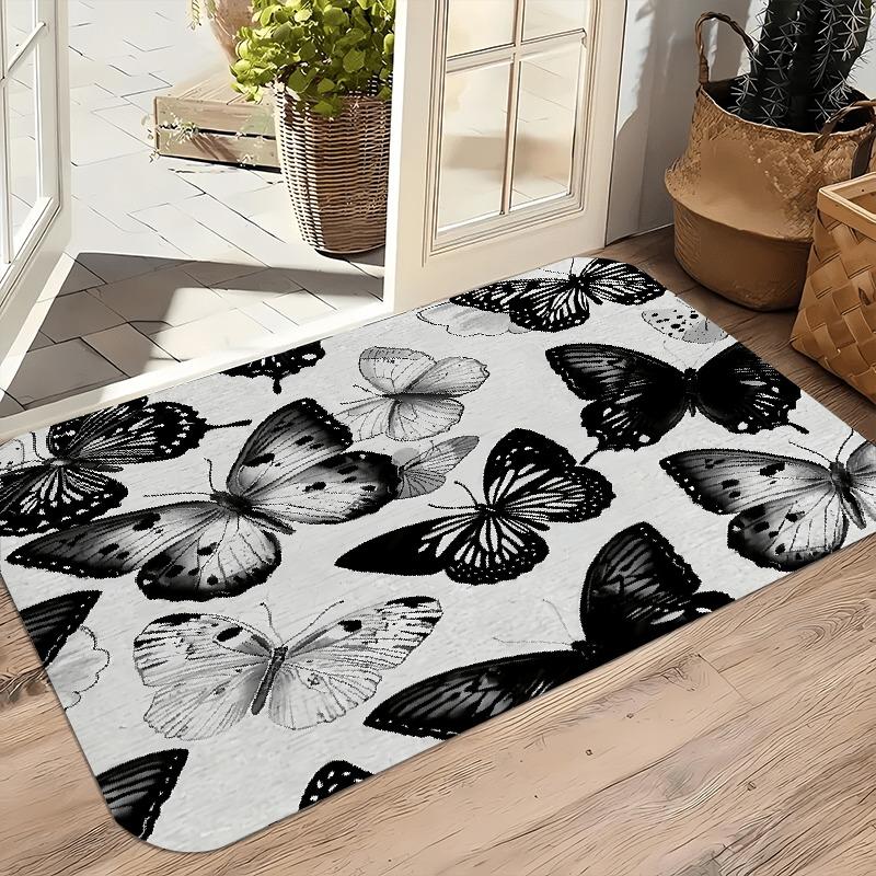 

1PC Butterfly Pattern Kitchen Rugs Non-Slip Door Mats Pop design Bathroom Rug Bath Mat Carpet for Home Sink Laundry Decor 40cm x 60cm