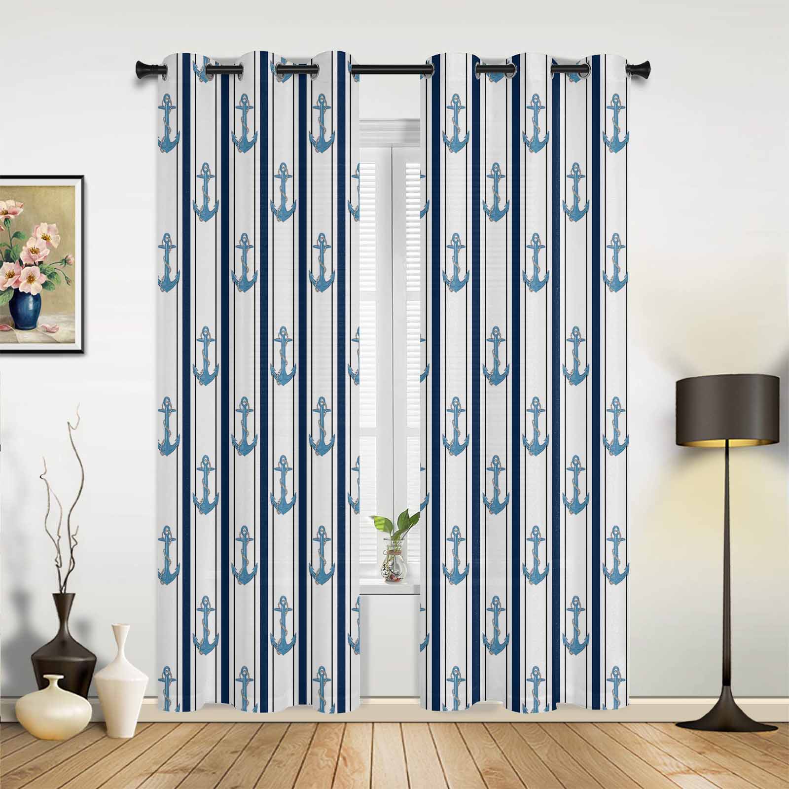 

Ocean Nautical Sailing Window Curtains Home Decor Living Room Curtains Kitchen Drapes Panel Curtains for Bedroom 135W x 185H(cm)