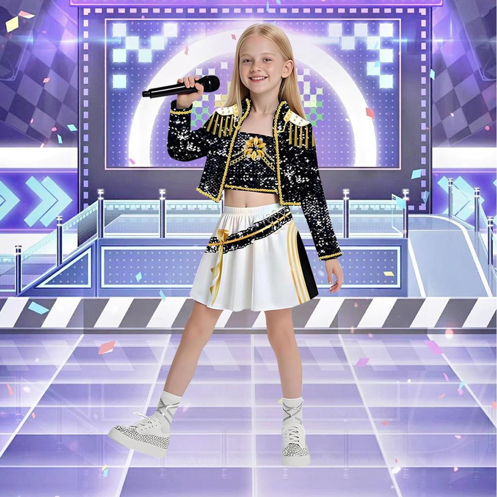 KPop Movie Demon Hunters Same Style Girls Clothing Children Halloween Cosplay Party Zoey Rumi Mira Costume