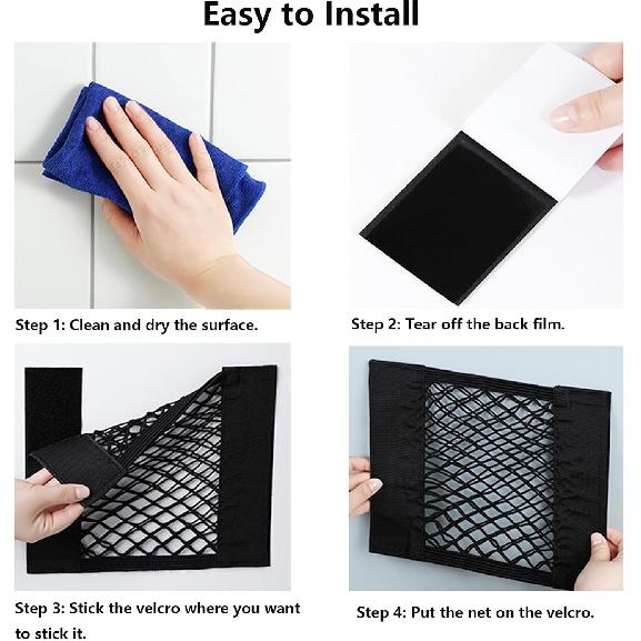 Universal Mesh Cargo Net With Tape Stickers Car Stretchable Storage Net Wall Sticker Organizer Pouch Bag Storage Mesh Net For SUV Car Trunk