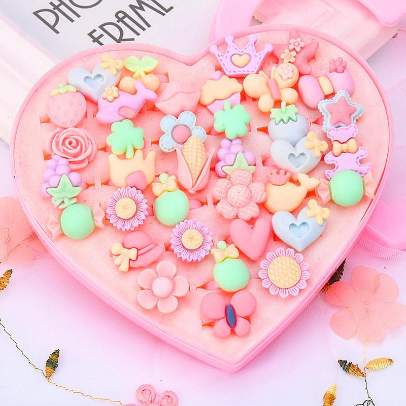 36 Pieces Children's Ring - Diamond-Style Crystal Toy Cartoon Rings With box