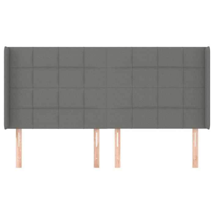 VidaXL Tête de lit avec oreilles Gris foncé 163x16x118-128 cm Tissu3119587
