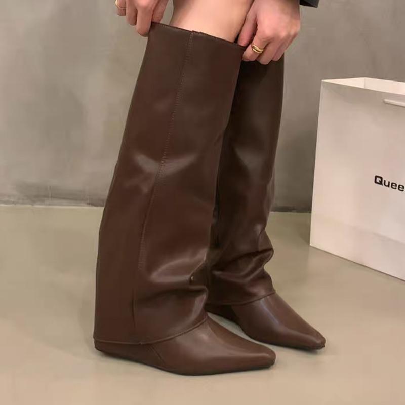 2026 New Wedges Women's High Heels Pointed Toe Designer Shoes High Heels Fashion Luxury Boots Winter Sexy Mujer Chelsea Botas