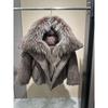 Womens Short Down Coat 2026 Winter Luxury Raccoon Fur Collar Wool Blend Oversized Warm Puffer Jacket