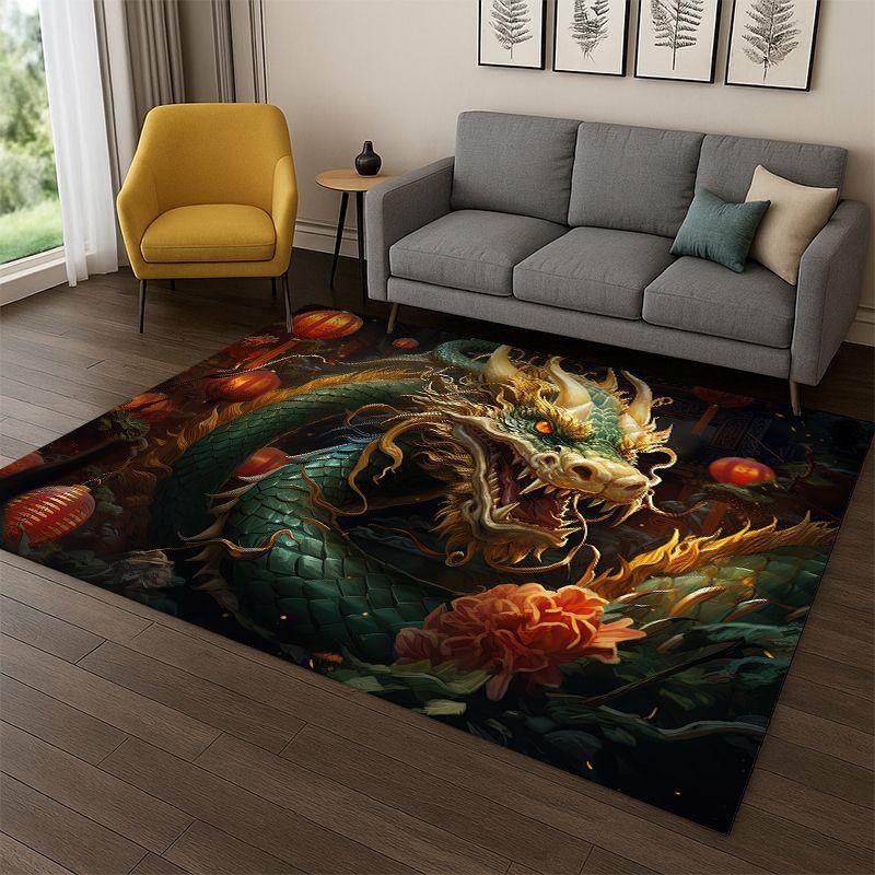 Tappeto Cartoon Drago Cinese Onirico Loong per Camera da Letto Soggiorno Divano Sala Giochi Zerbino Decorazioni per la Casa, Tappeto Area Bambini Antiscivolo