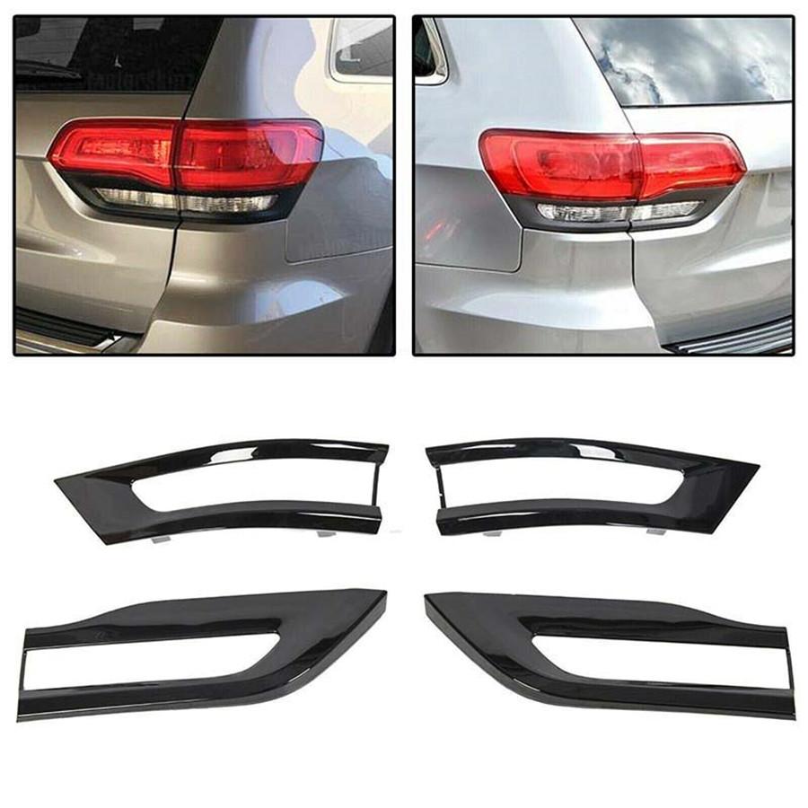 4Pcs Gloss Black Car Tail Light Trim Bezel Kit For Jeep Grand Cherokee 2014-2020