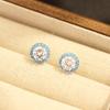 Premium Blue Diamond Stone Earrings Exquisite Small and Versatile Round Single Diamond Stud Earrings 925 Silver Needle Earrings Women's