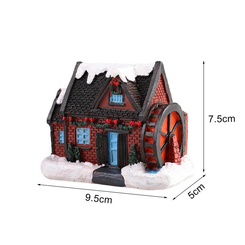 Christmas Village Houses Led Glowing Night Light Snowflake Covered House Santa Claus Gifts And Luminous Resin