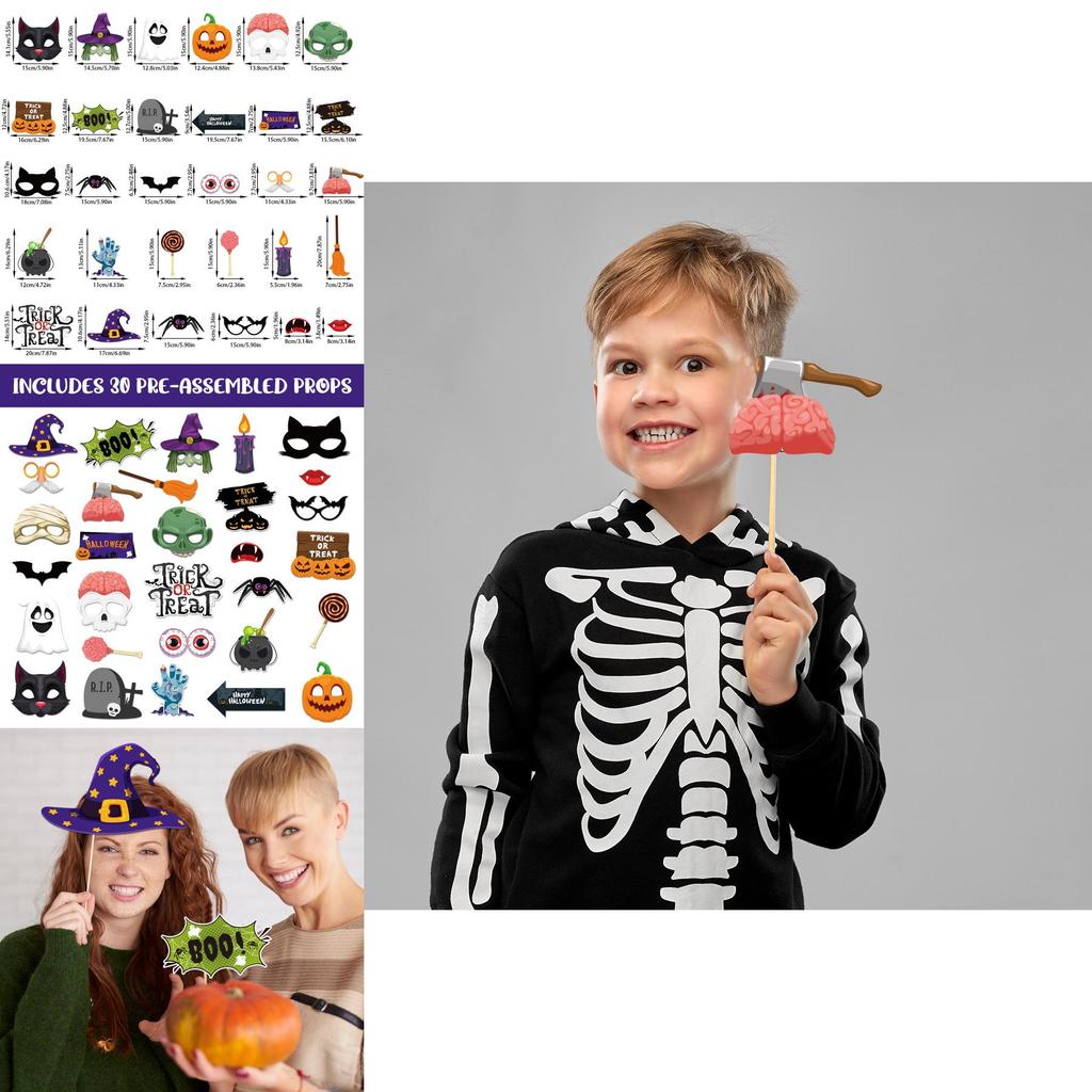 Halloween Fotoautomat Dekorationen 30 Stück Papier Requisiten Für Party Atmosphäre