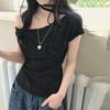 Women Halter Neck Off Shoulder Polka Dot Short Sleeve Top