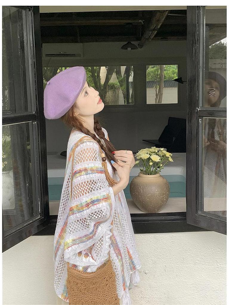 Seven-Color Ethnic Style Knitted Tassel Shawl Cardigan for Women - Perfect Travel Outerwear