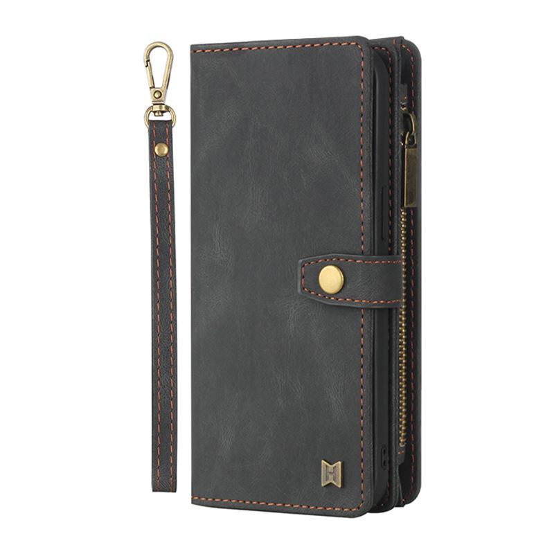 

iPhone 16/15 Magnetic Leather Wallet Phone Case Cover iPhone 14 чёрный