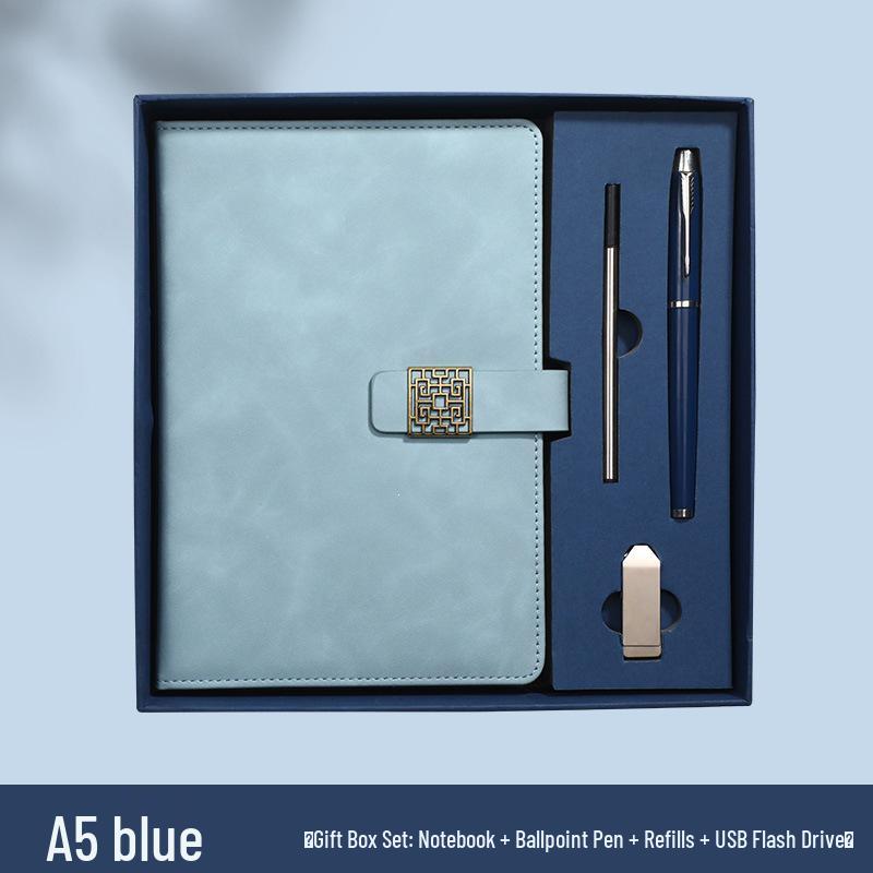 Faux Leather Business Laptop Gift Set with Buckle Student Diary & Stationery Notebooks