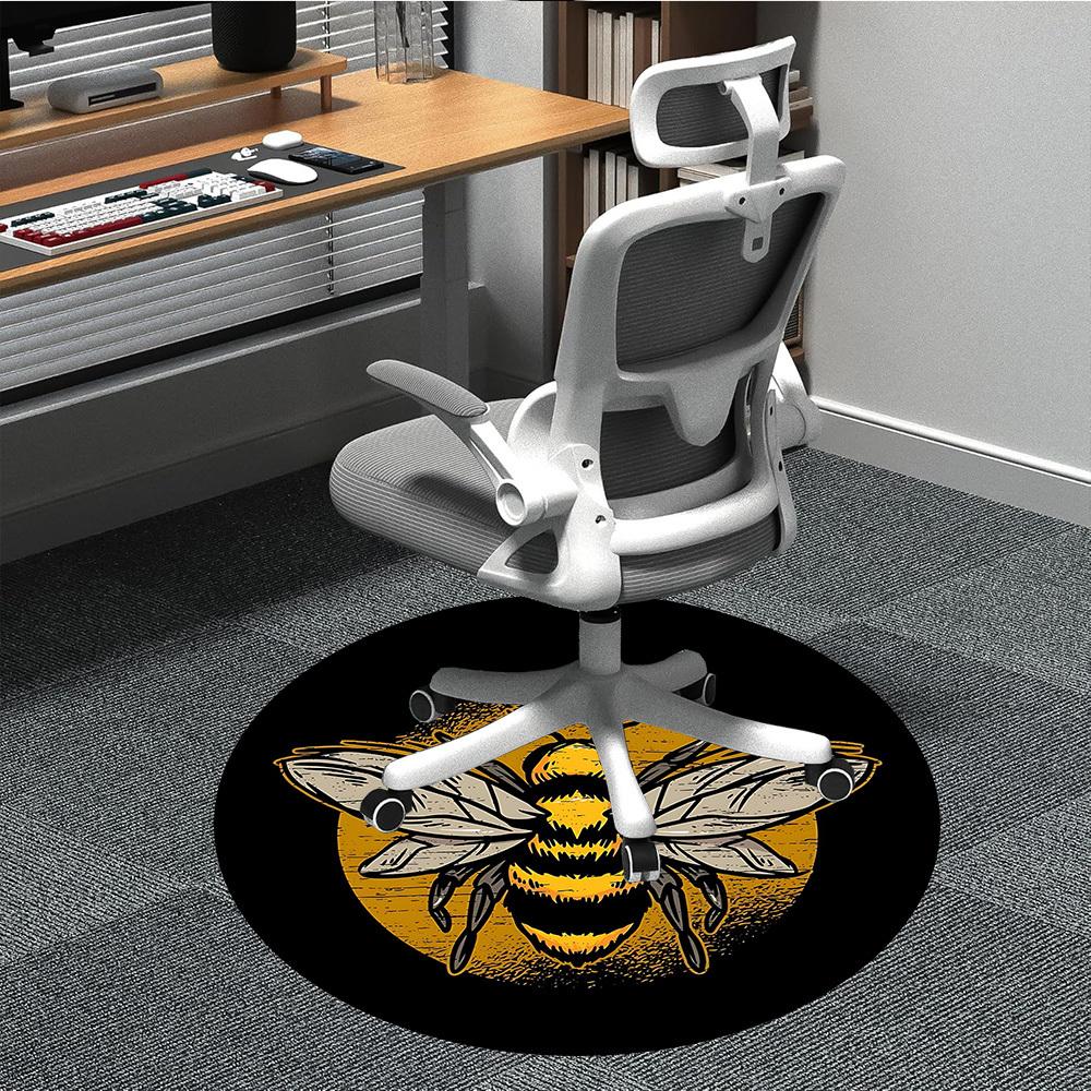 1pc Bee Honey Office Round Area Rug, Mat Suitable For Office, Under Office Chairs Bedroom Living Room Home Decor, Room Deco