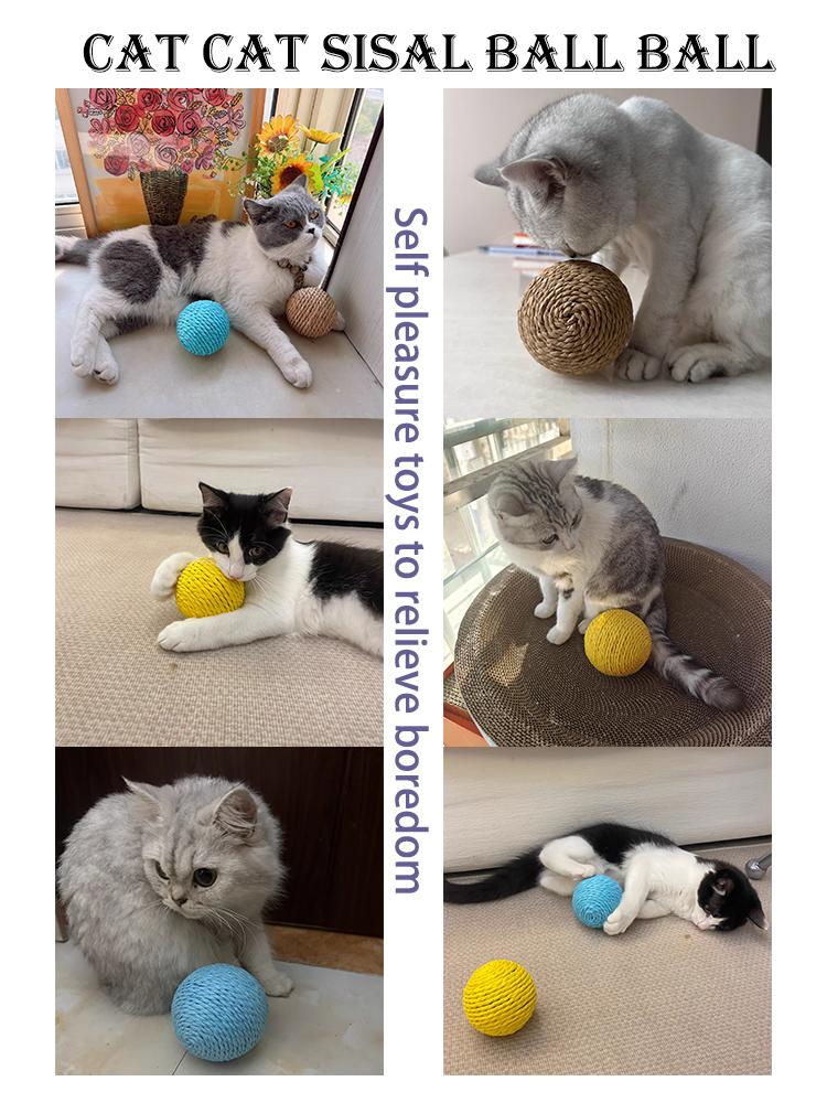 Interactive Sisal Cat Scratching Ball Toy For Kitten Teeth Cleaning Anti Bite 8CM Super Big Cat Ball Sounding Toy Pet Supplies