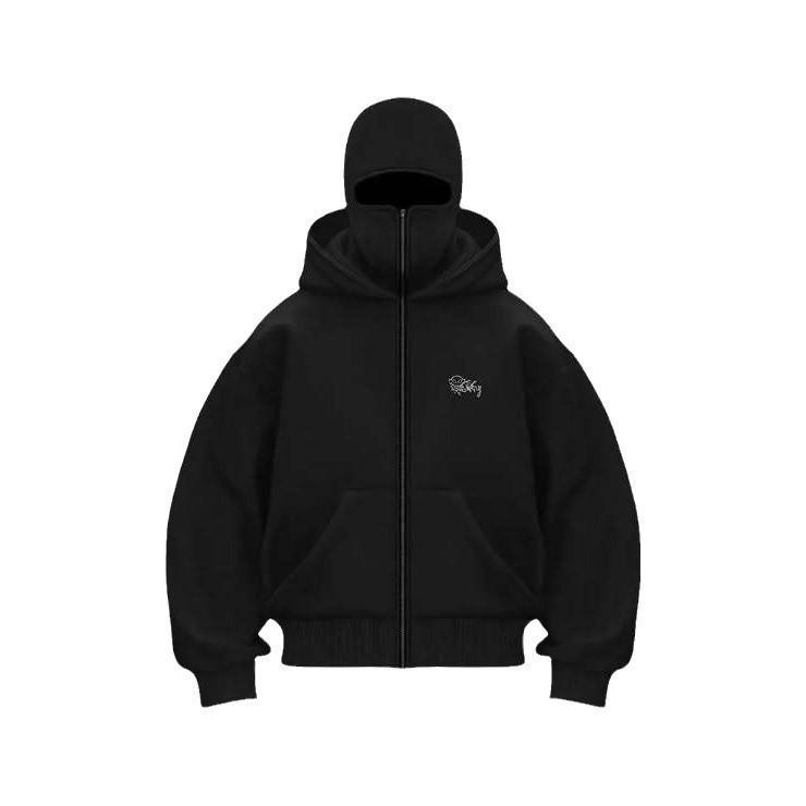 2025 American Trendy Double Hood Zipper Cardigan Hoodie - Couple Style, Windproof, High Street Fashion