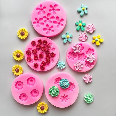 Mehrstilige Blumensammlung Silikonform DIY Kuchen verziert mit flüssigem Fondant Schokolade Dekorative Küchenbackform