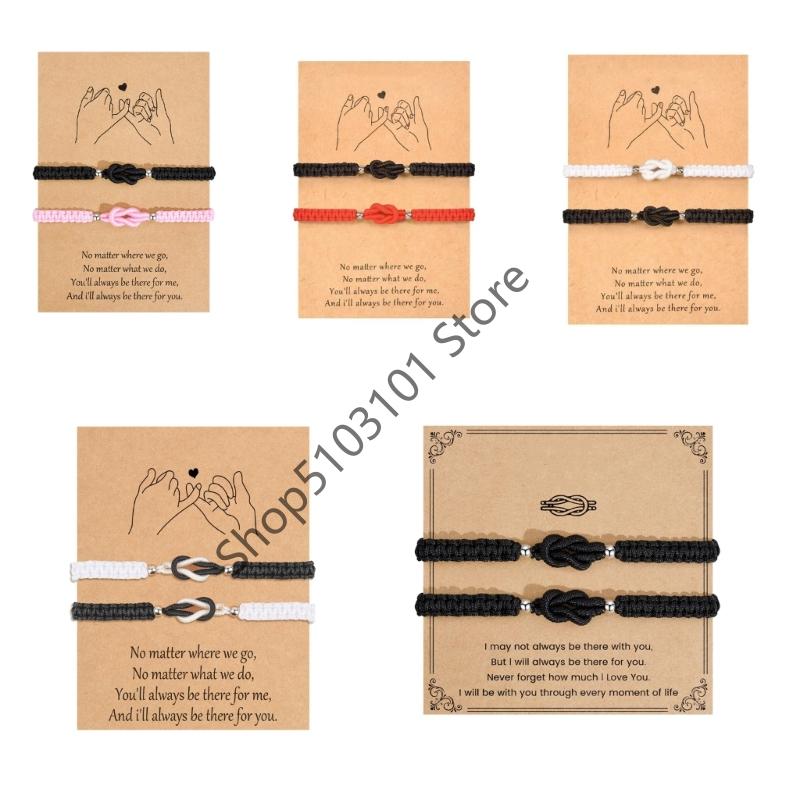 2pcs Forever Love Knot Bracelets Matching Couple Bracelet Anniversary Valentines Gifts for Boyfriend Girlfriend