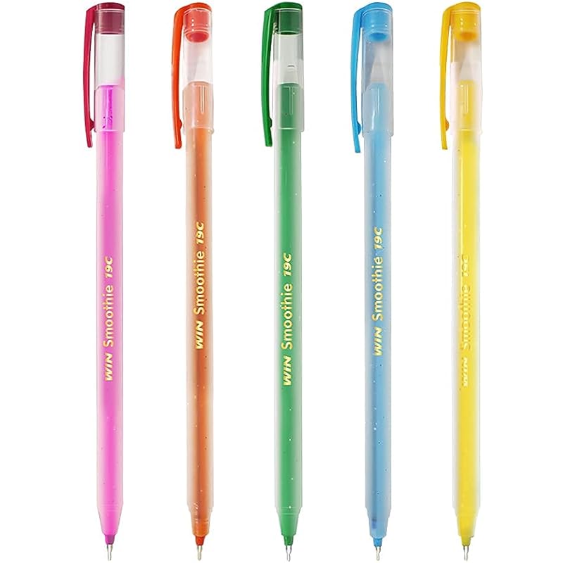WIN Smoothie Ball Pens | 400 Pens (300 Black Ink & 100 Blue Ink) | Lightweight & Colourful Sparkle Body Design | Use and 1400 синий