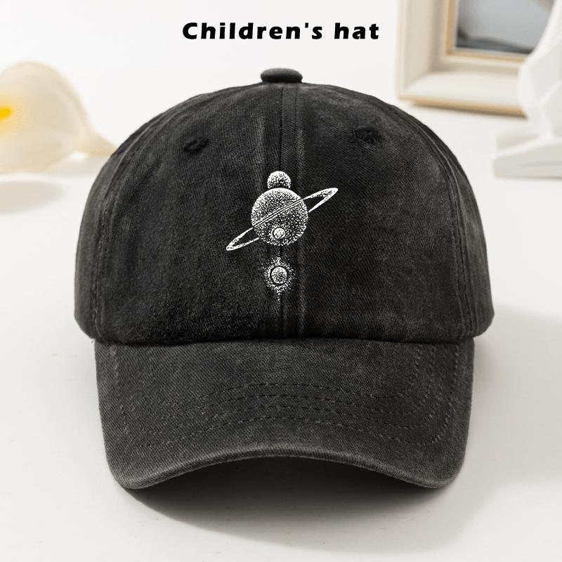 Planet Chain Baseball Cap Embroidered Washed Cotton Outdoor Adjustable Curved Brim Hat One Size